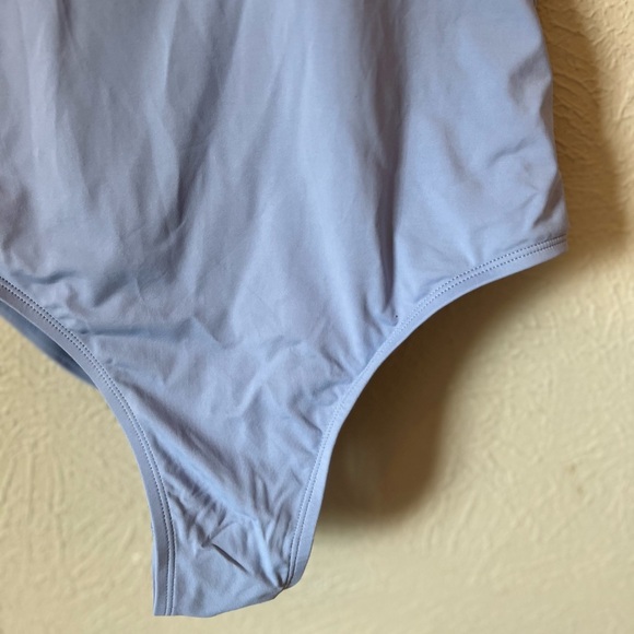 Andie Swim Ibiza One Piece v neck open back purple blue color iris - Picture 10 of 13